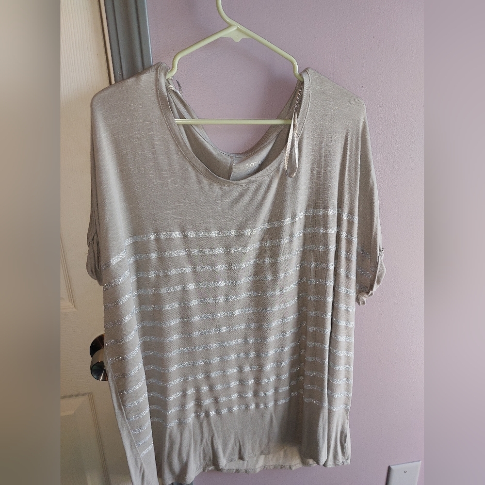 Apt 9 Top with Sparkling Stripes 2x